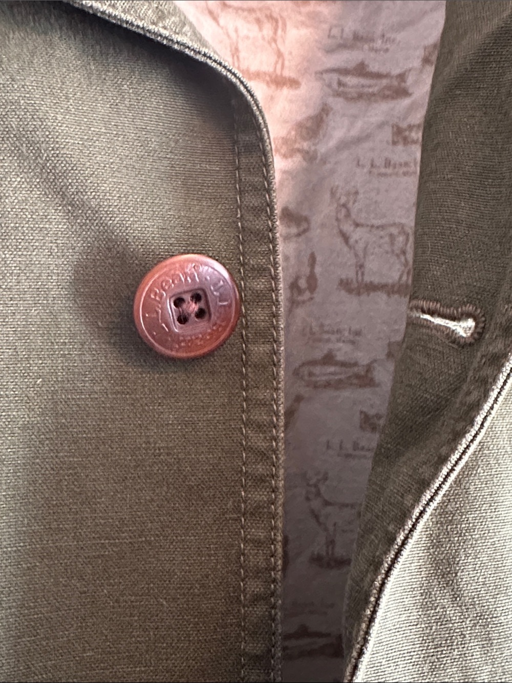 VTG 90’s L.L. Bean Olive Green Field Jacket with Brown Corduroy Collar M - Picture 7 of 14